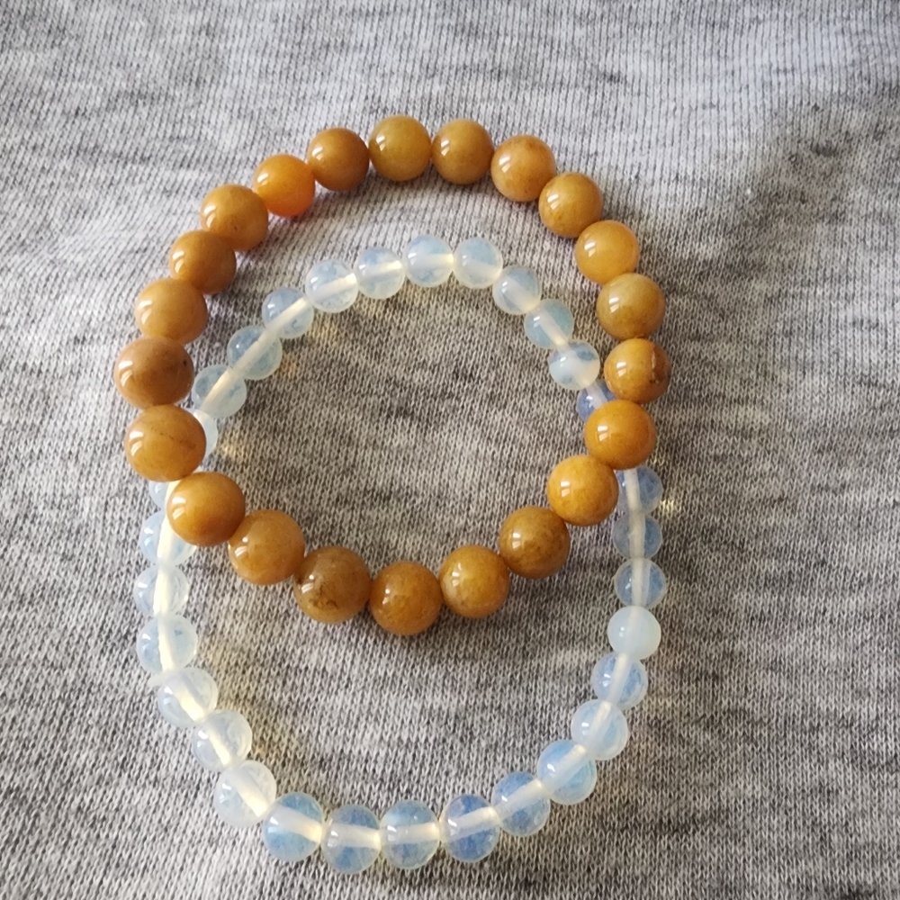 Brown/orange and Iridescent Beaded Bracelets